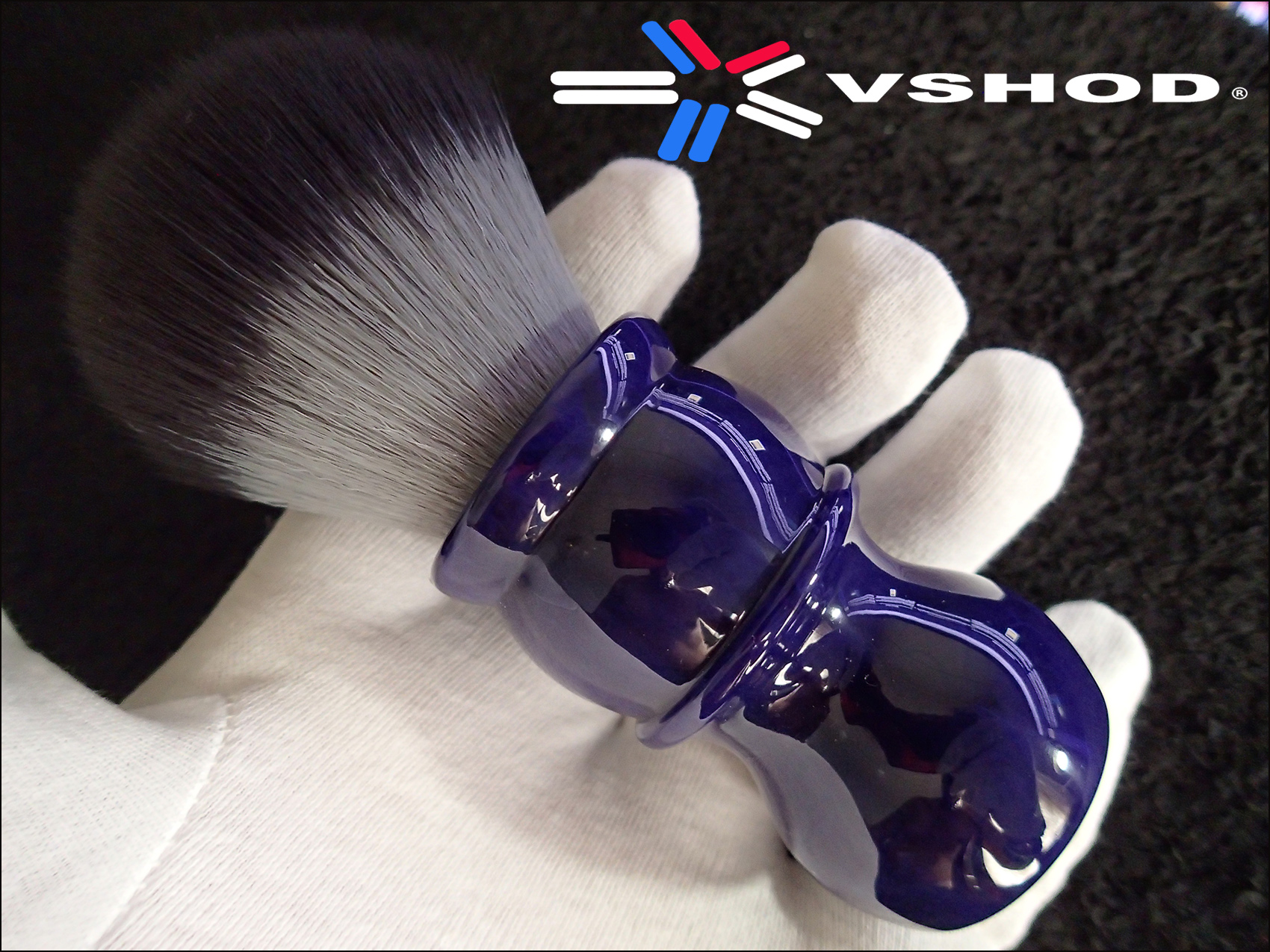 CUSTOM - SYNTHETIC SHAVING BRUSH - 26mm TUXEDO KNOT / HANDMADE ( HAND - TURNED ROYAL PURPLE MARBLE RESIN BARBER HANDLE ) AUSTRALIA