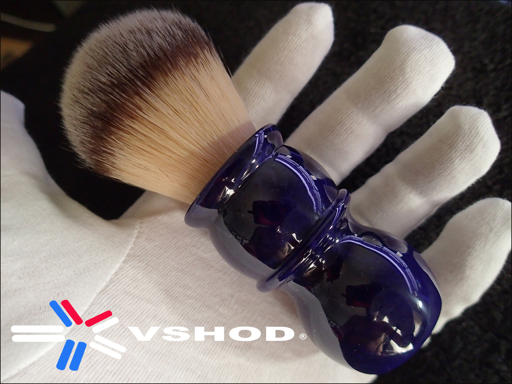 CUSTOM - SYNTHETIC SHAVING BRUSH - 24mm HANDMADE ( HAND - TURNED ROYAL PURPLE MARBLE RESIN BARBER HANDLE ) AUSTRALIA