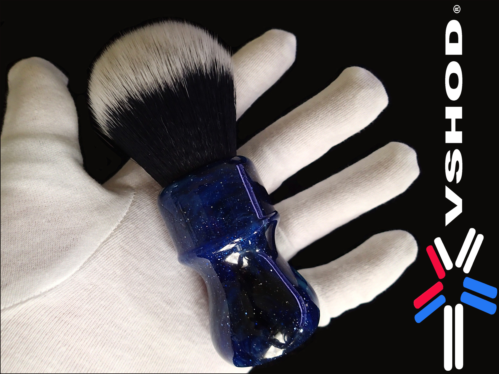 CUSTOM MADE - SYNTHETIC SHAVING BRUSH - 26mm HANDMADE ( HAND - TURNED COSMIC BLUE / PURPLE / BLACK RESIN HANDLE ) AUSTRALIA CUSTOM MADE - SYNTHETIC SHAVING BRUSH - 26mm HANDMADE ( HAND - TURNED COSMIC BLUE / PURPLE / BLACK RESIN HANDLE ) AUSTRALIA