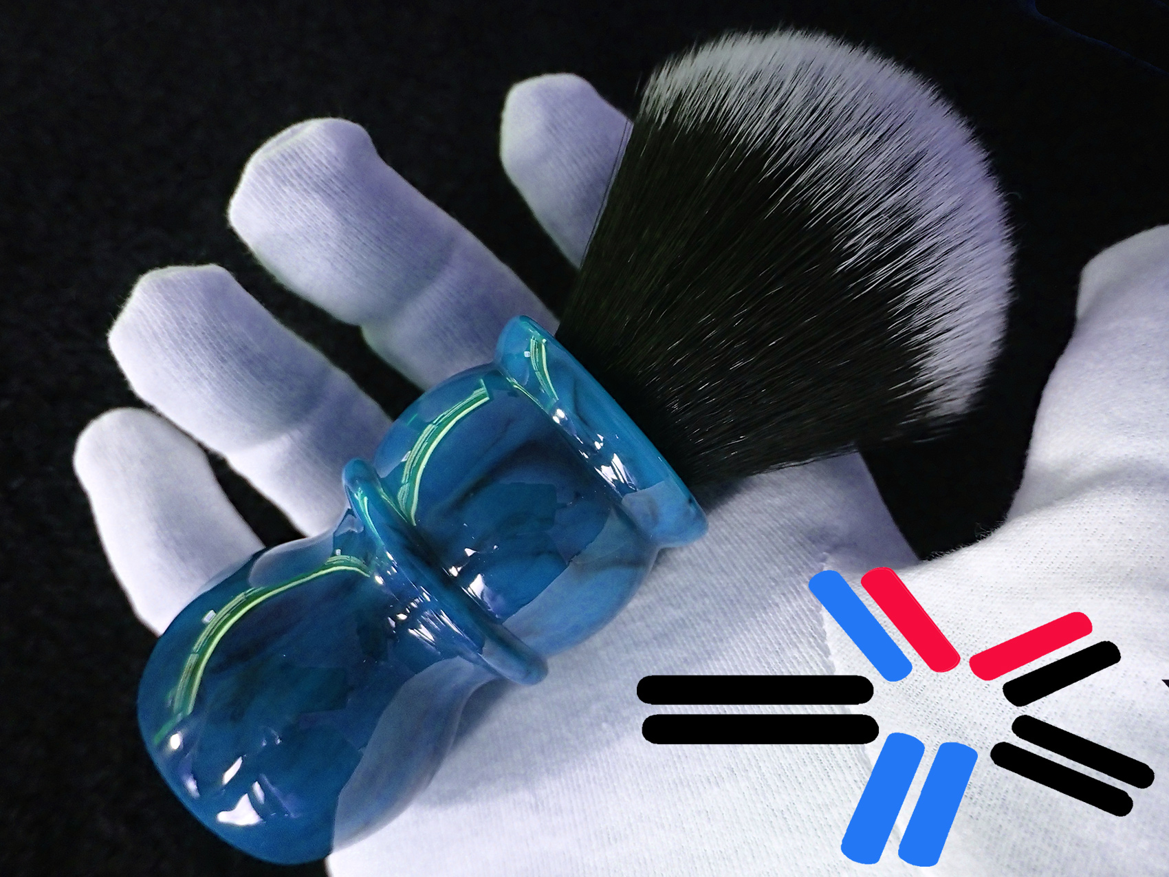 CUSTOM SHAVING BRUSH HANDLE - BARBER HANDLE SYNTHETIC SHAVING BRUSH - BLUE MARBLE WITH RESIN HANDLE 26mm AUSTRALIA