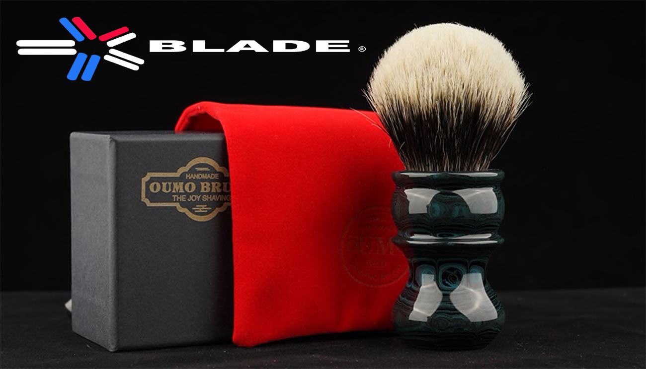 BLACK AND AQUA COLOUR RESIN SHAVE BRUSH HANDLE