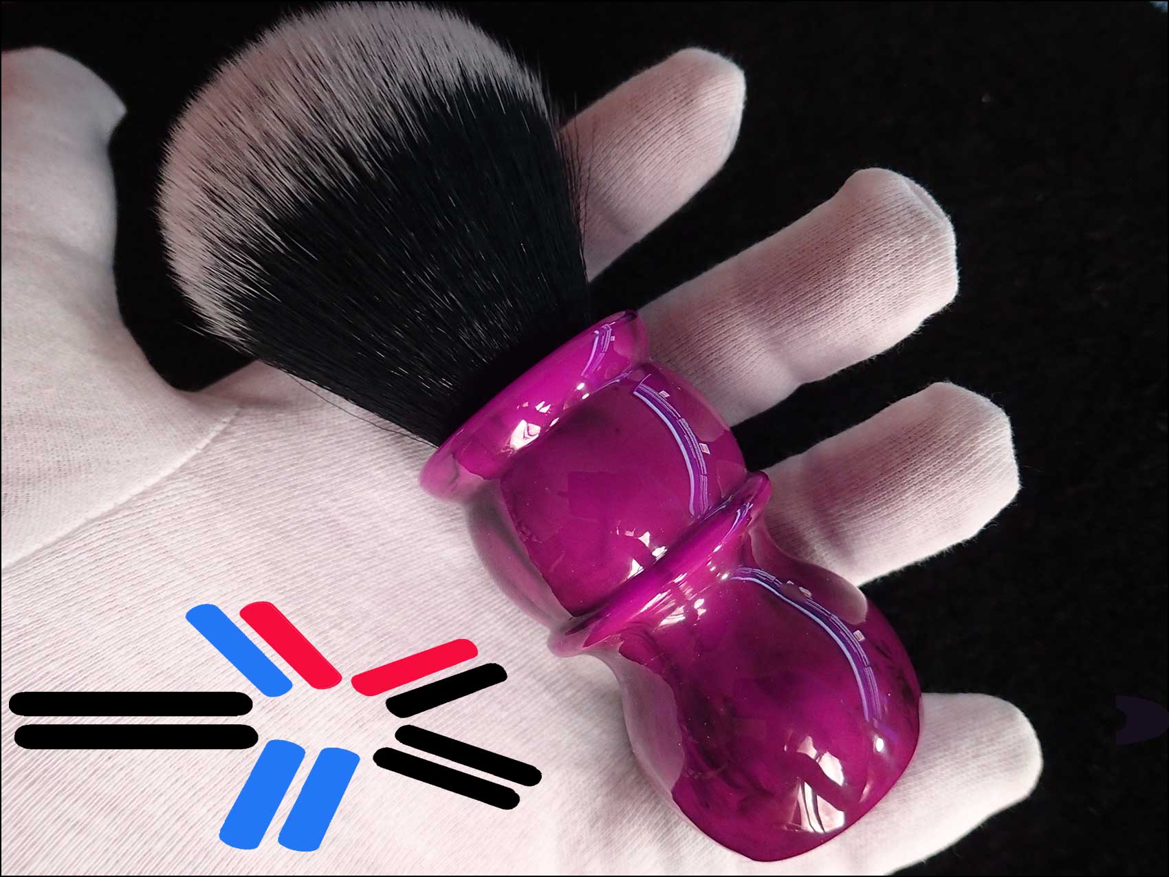PINK CUSTOM MADE - SYNTHETIC PINK SHAVING BRUSH - 28mm HANDMADE ( HAND - TURNED HOT PINK / BLACK MARBLE RESIN BARBER HANDLE ) AUSTRALIA PINK CUSTOM MADE - SYNTHETIC PINK SHAVING BRUSH - 28mm HANDMADE ( HAND - TURNED HOT PINK / BLACK MARBLE RESIN BARBER HANDLE ) AUSTRALIA
