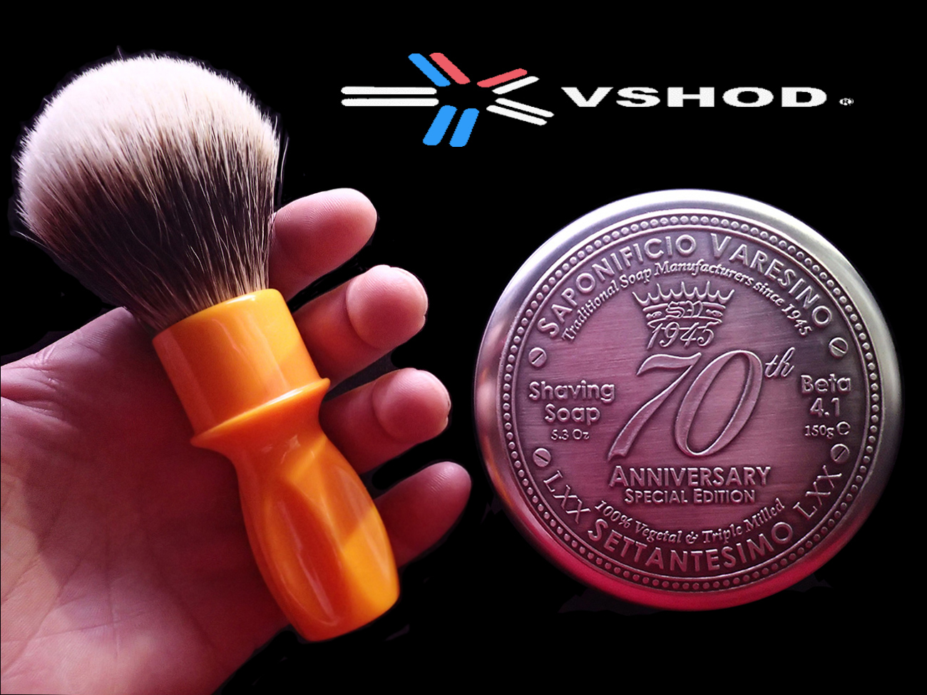 RAZOROCK 400 ( HMW ) HIGH MOUNTAIN WHITE SILVERTIP BADGER SHAVING BRUSH - ( GLOSS BUTTERSCOTCH RESIN BARBER HANDLE ) - AUSTRALIA