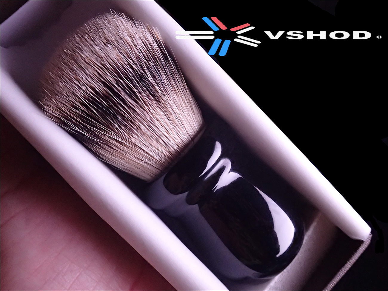 RAZOROCK BLACK CHUBBY SILVERTIP BADGER SHAVING BRUSH - ( GLOSS BLACK RESIN CHUBBY HANDLE ) AUSTRALIA