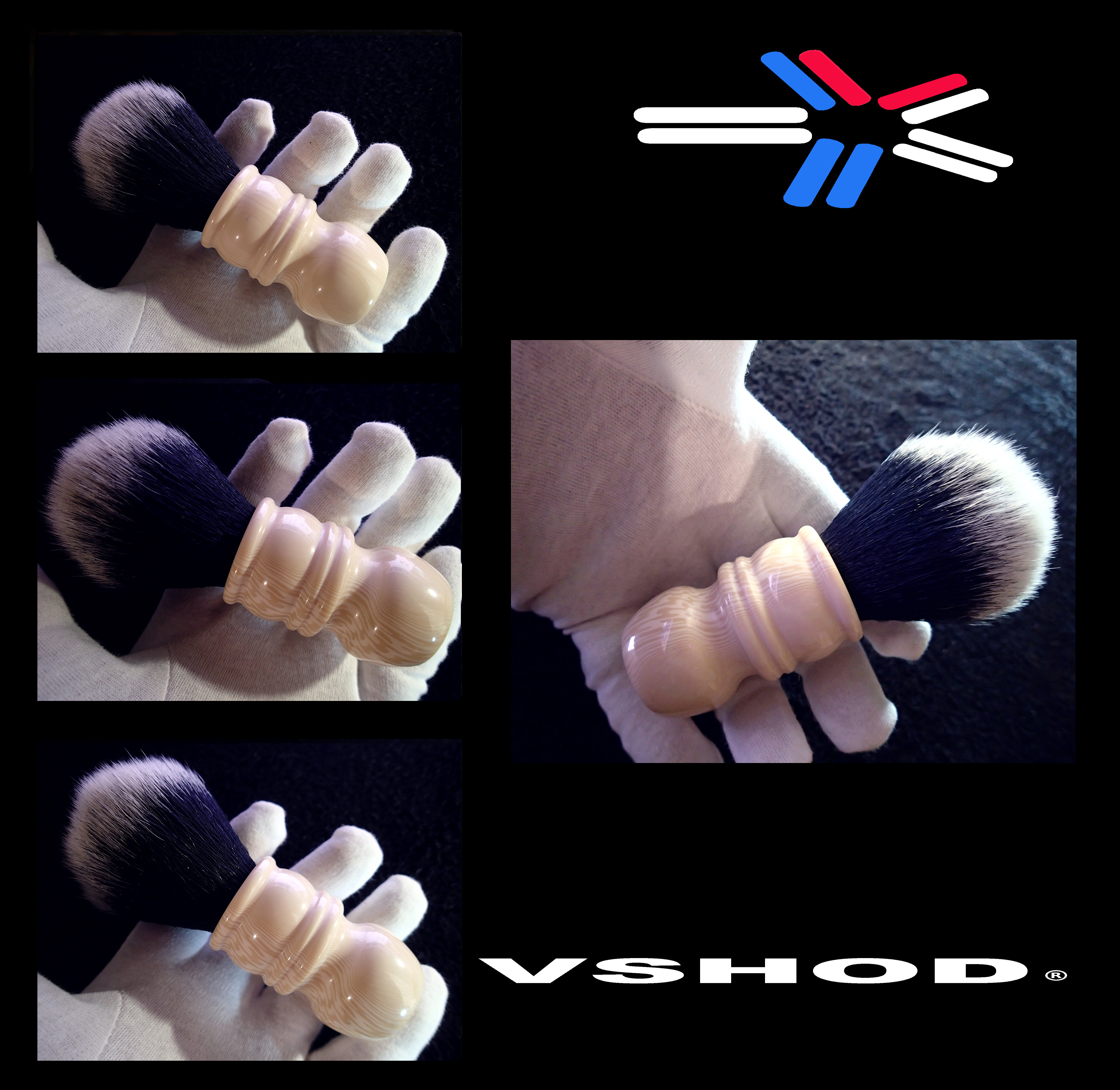 WHITE / IVORY VEGAN - RESIN BARBER HANDLE SHAVING BRUSH 24mm SYNTHETIC AUSTRALIA