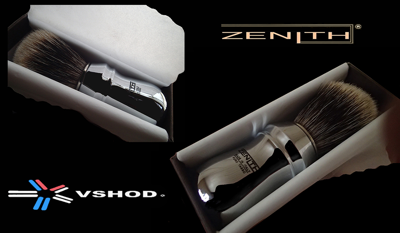 ZENITH SHAVING BRUSH - MC MANCHURIAN BADGER WITH ALL CHROME METAL HANDLE - AUSTRALIA