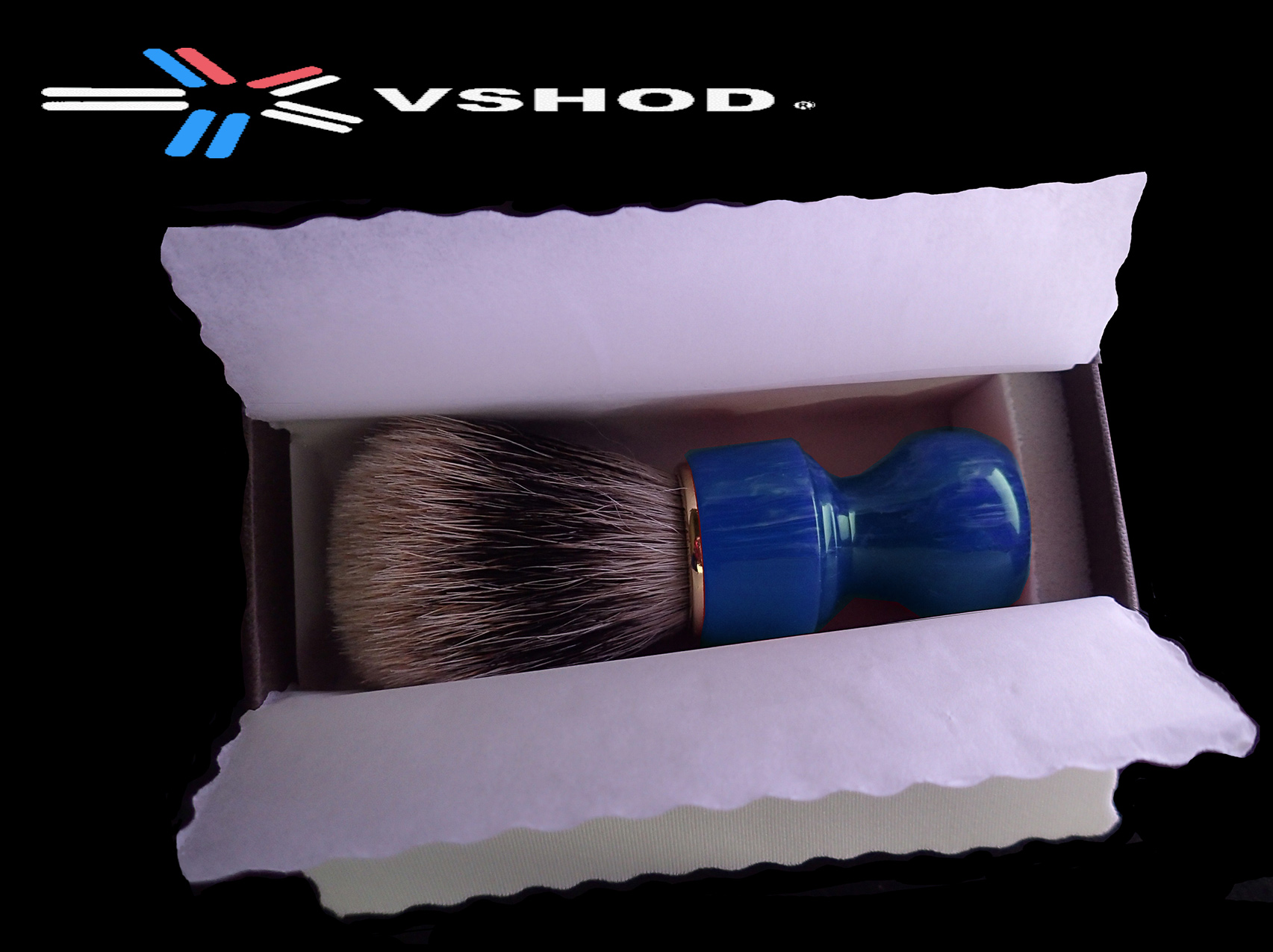 ZENITH SHAVING BRUSH - MANCHURIAN BADGER OR SILVERTIP BADGER SHAVE BRUSH ( WITH BLUE / COBALT RESIN HANDLE ) AUSTRALIA