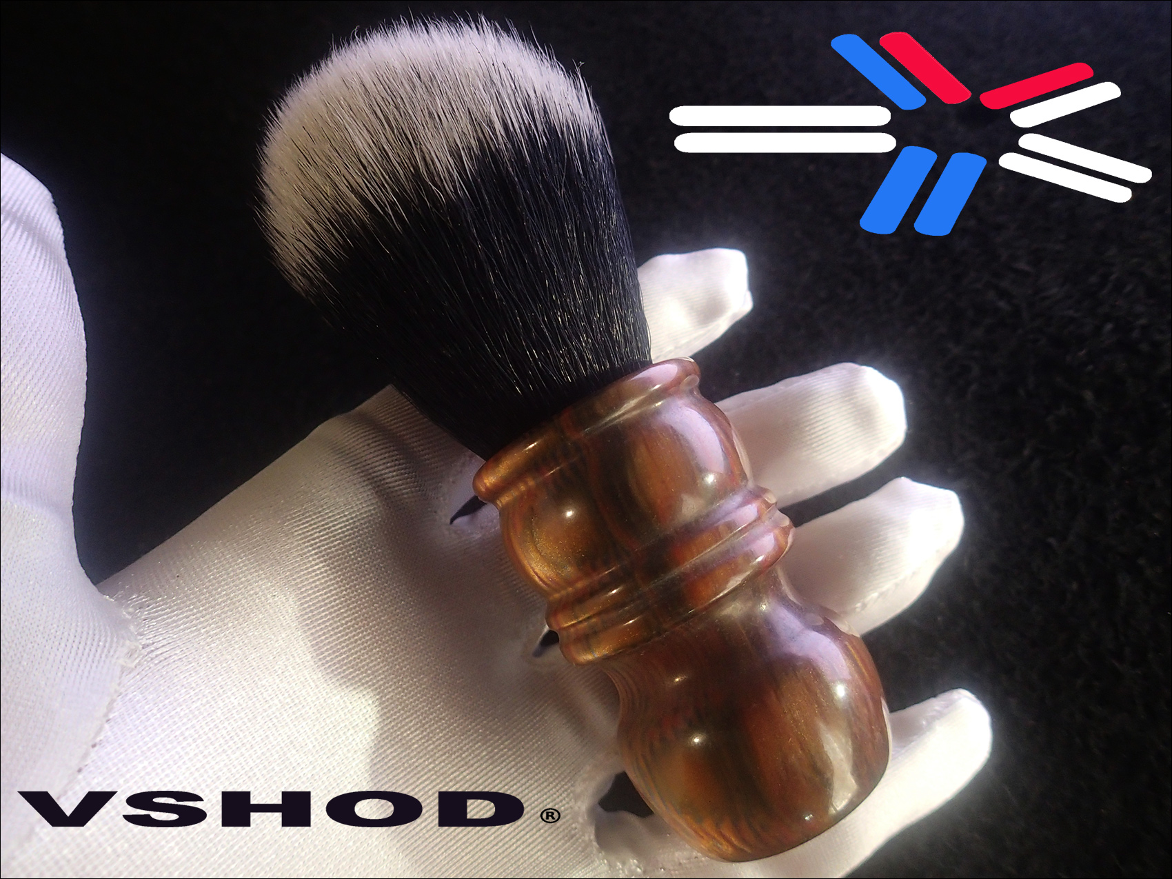 BARBER HANDLE COLOURFUL BROWN PATTERN - TUXEDO SHAVING BRUSH - 24mm ( SOLID RESIN HANDLE ) AUSTRALIA